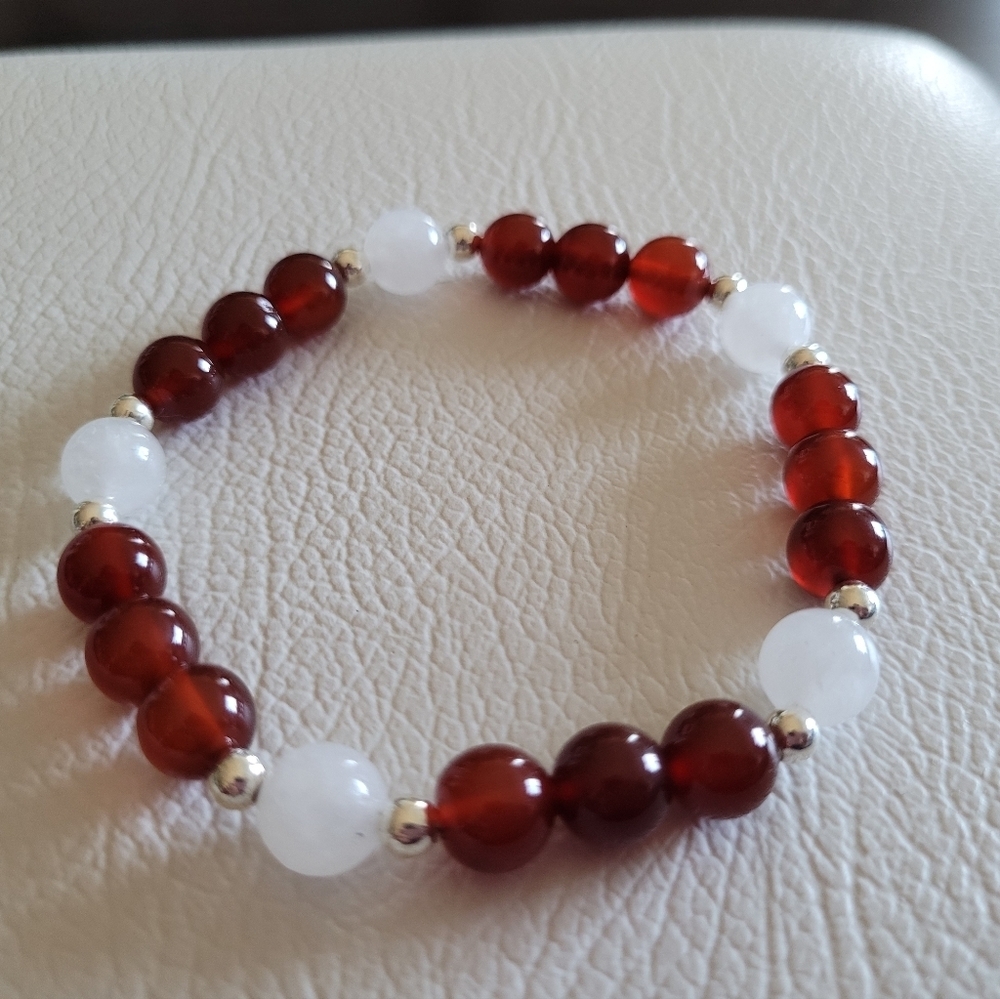 3/$27 Carnelian and clear quartz bracelet